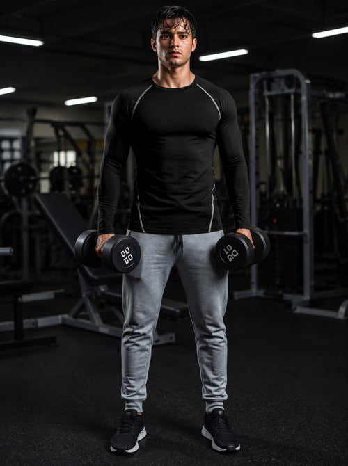 Men’s Performance Long Sleeve Gym T-Shirt – Stealth Black