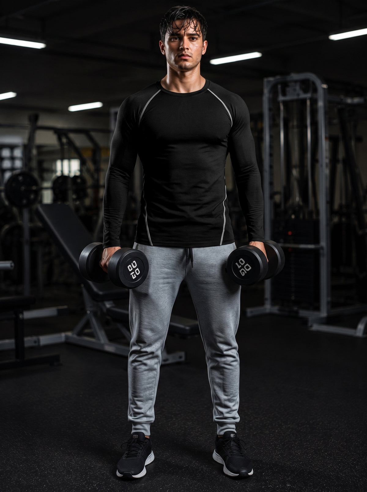 Men’s Performance Long Sleeve Gym T-Shirt – Stealth Black