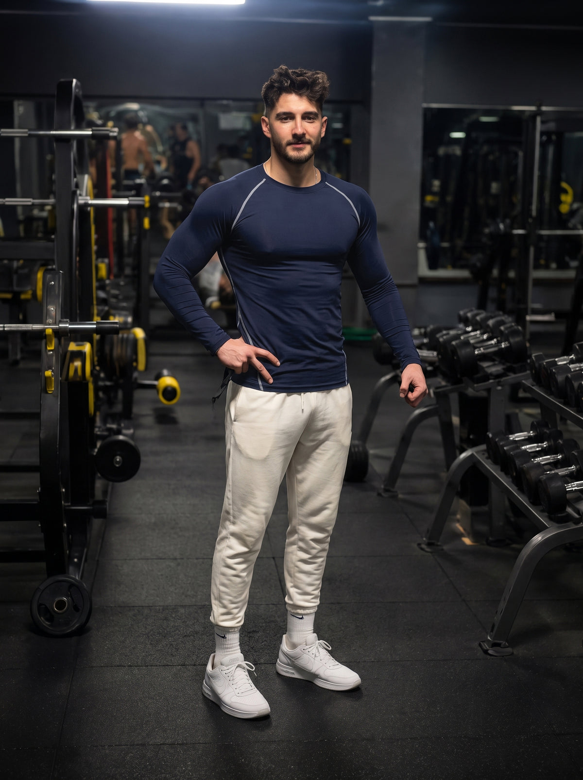 Men’s Performance Long Sleeve Gym T-Shirt – Navy Blue