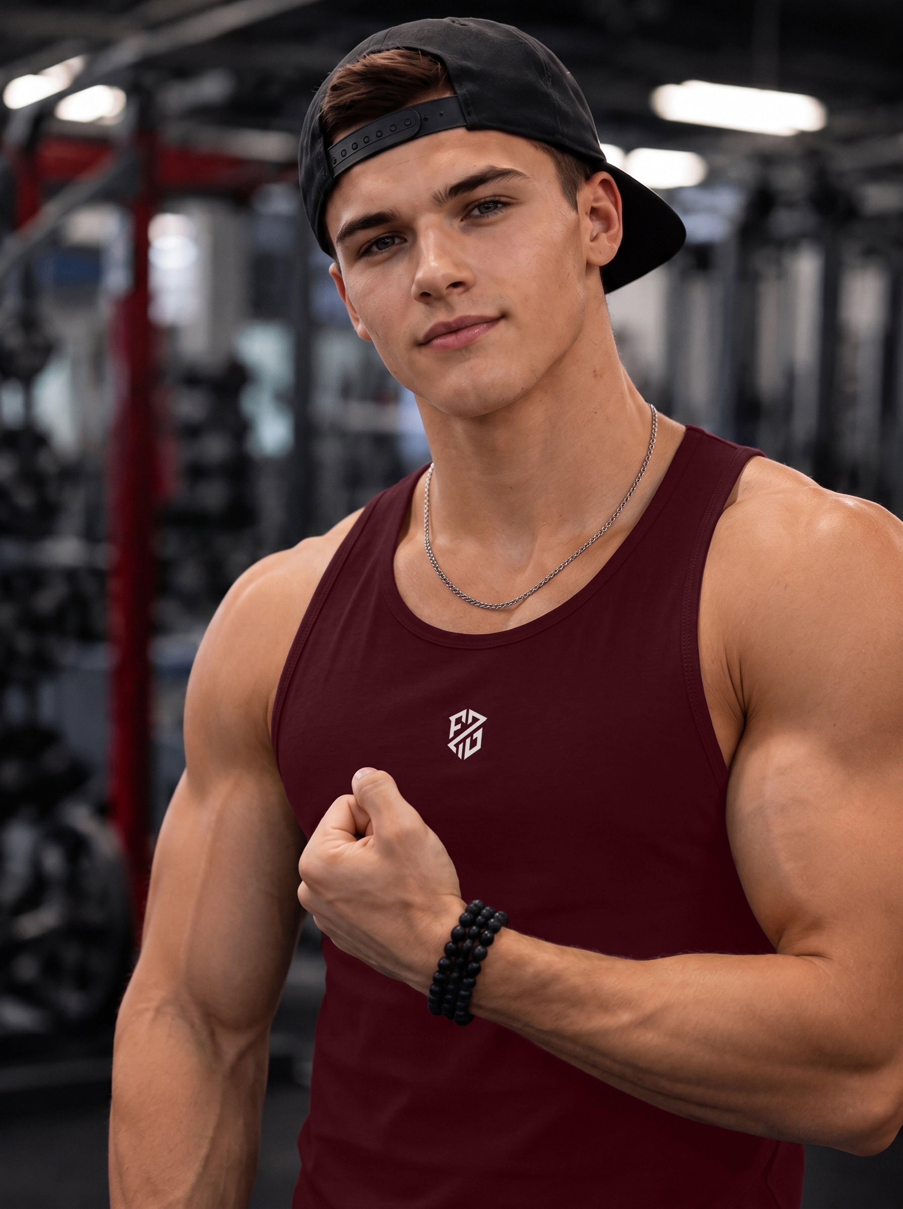 Men’s Performance Gym Tank Top – Deep Maroon
