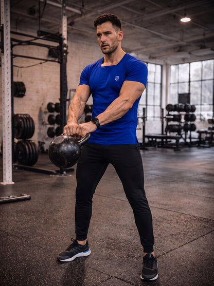 Men's Royal Blue Square-Neck Muscle-Fit Gym T-Shirt