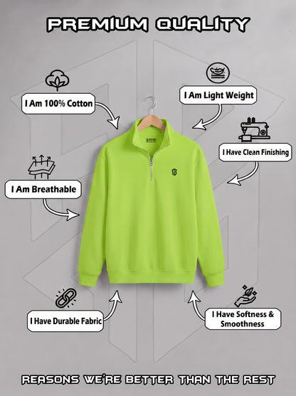 Men's Neon Green Quarter Zip Sweatshirt