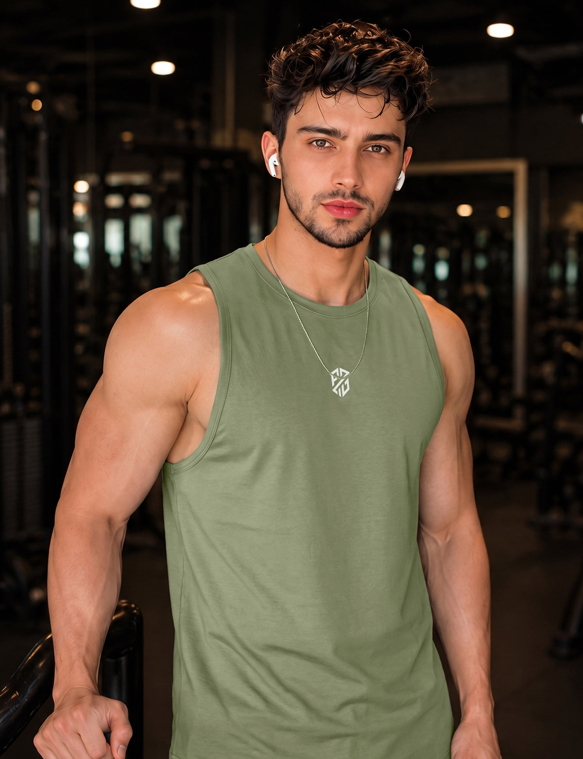 Men’s Performance Gym Tank Top – Light Green