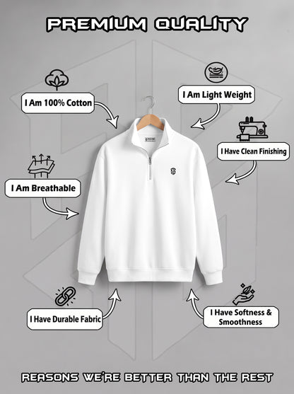 Men's White Quarter Zip Sweatshirt