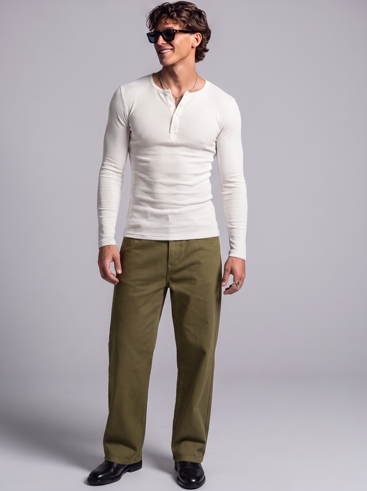 Men's Heather Grey Waffle Knit Henley – Classic Long Sleeve Thermal