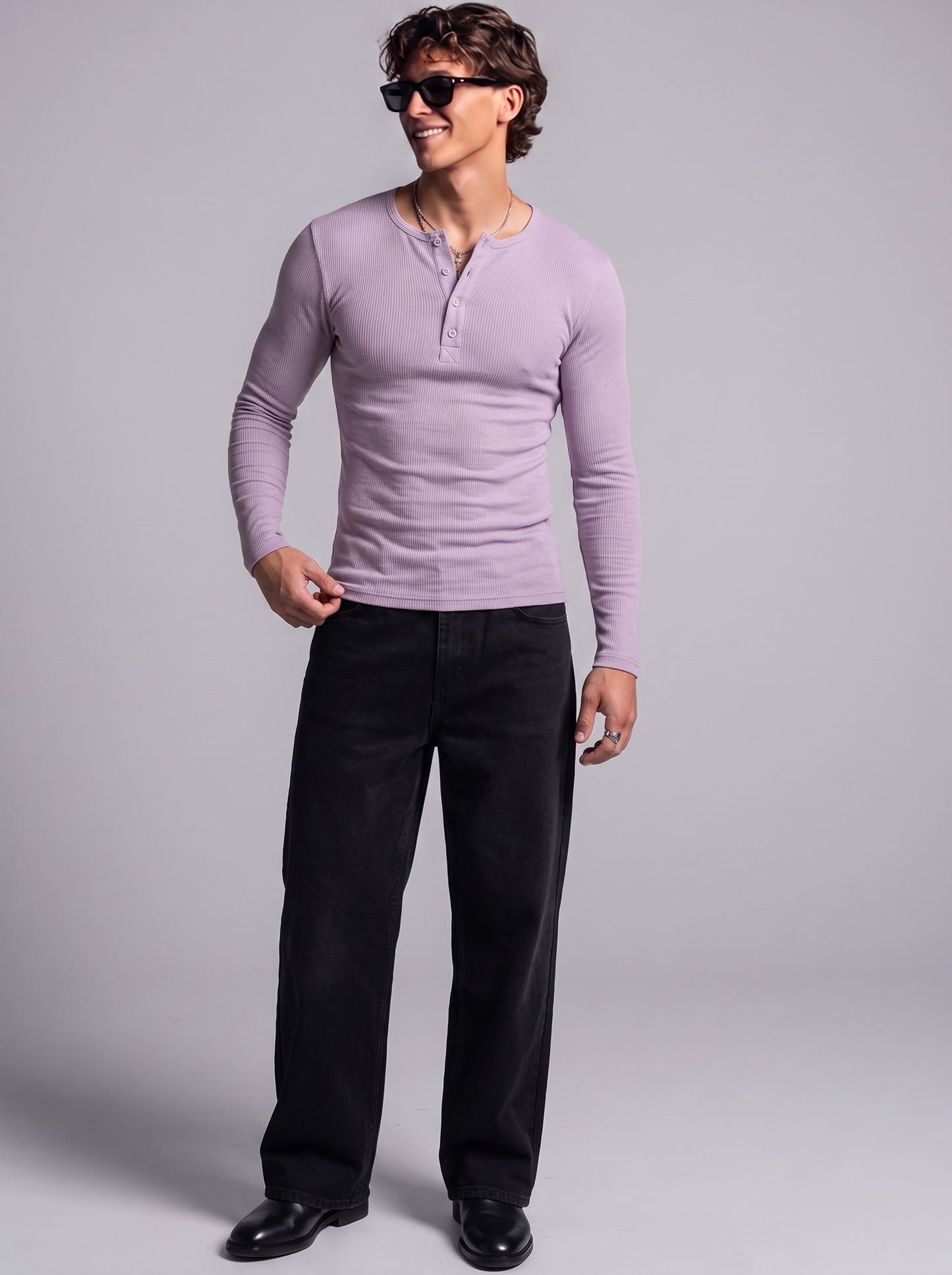 The Pastel Essential – Men’s Soft Lavender Henley