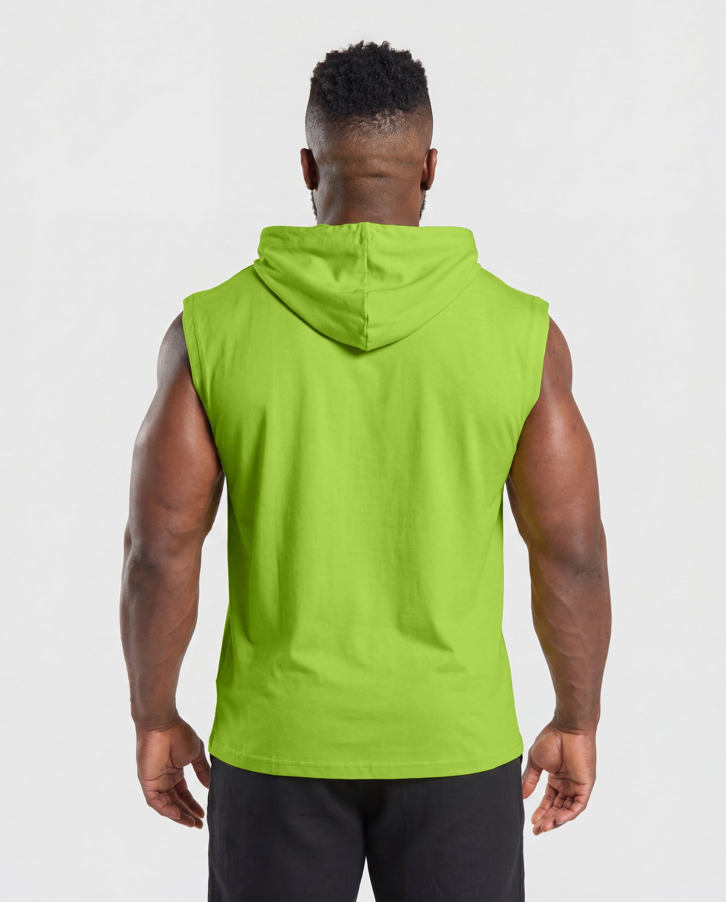 Men's Lime Green Sleeveless Hooded T-Shirt | Slim Fit Gym Wear & Activewear Vest