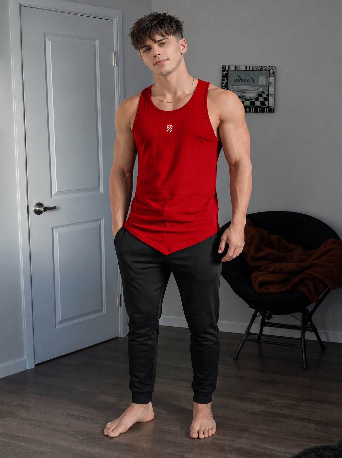 Men’s Performance Gym Tank Top – Crimson Red