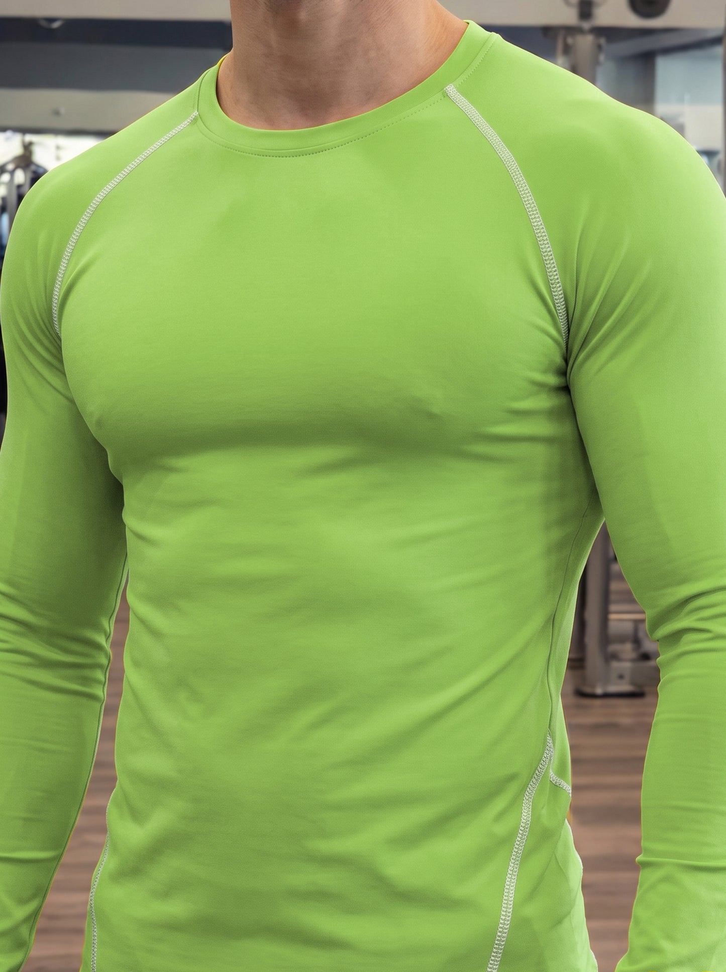 Men’s Performance Long Sleeve Gym T-Shirt – Kiwi Green
