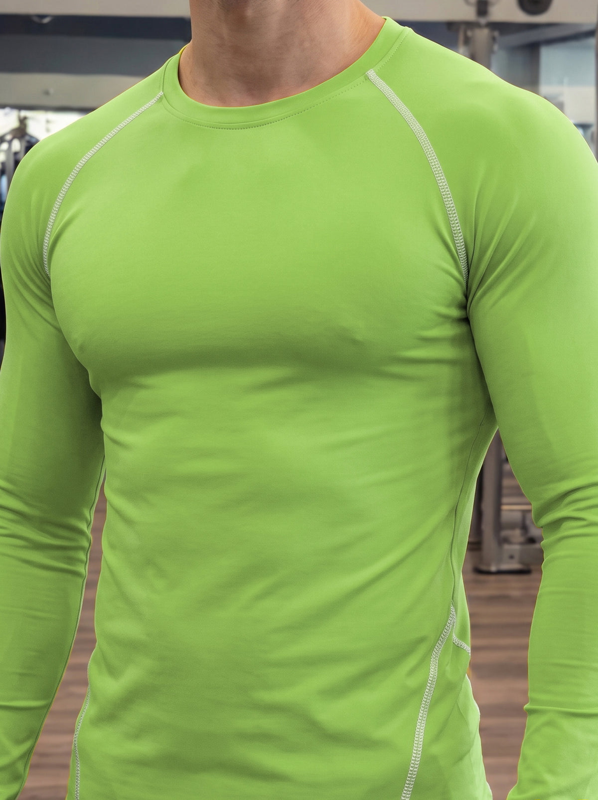 Men’s Performance Long Sleeve Gym T-Shirt – Kiwi Green