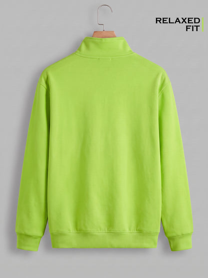 Men's Neon Green Quarter Zip Sweatshirt