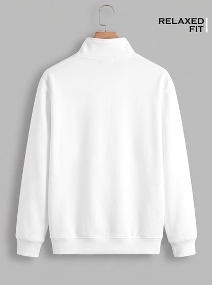 Men's White Quarter Zip Sweatshirt