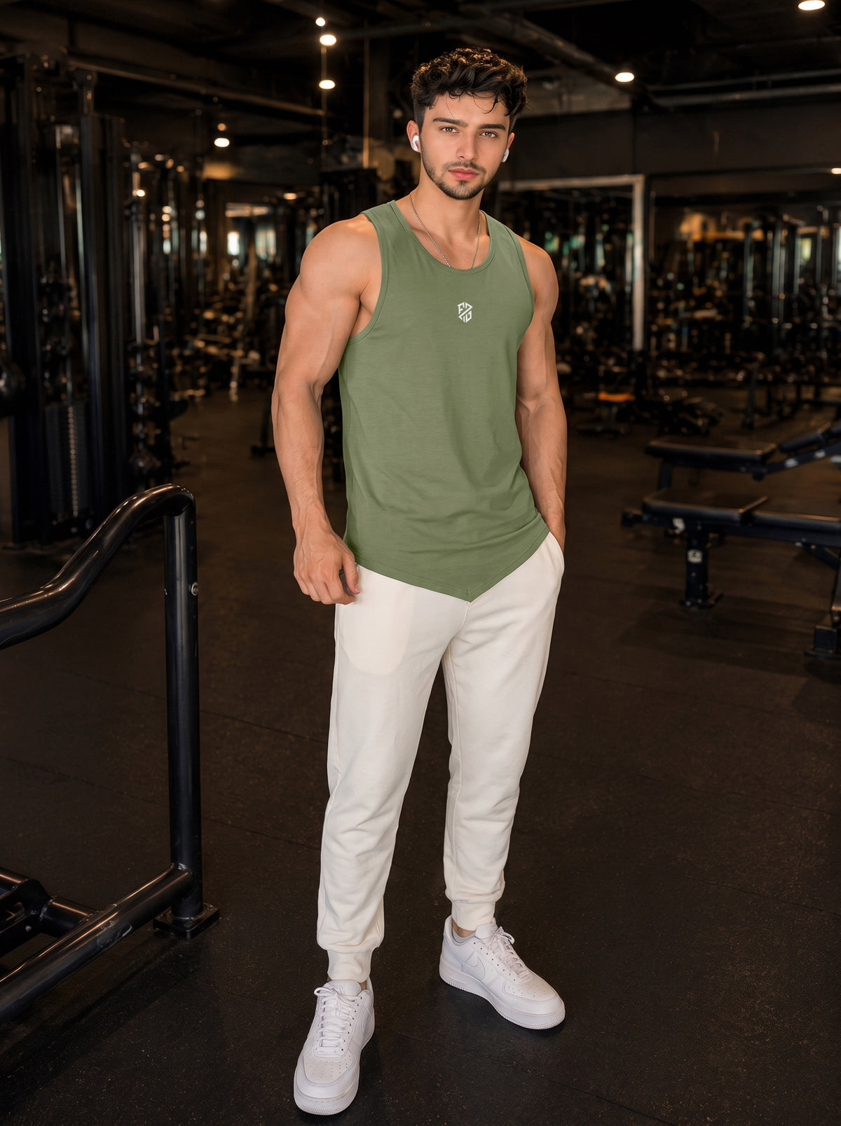 Men’s Performance Gym Tank Top – Light Green