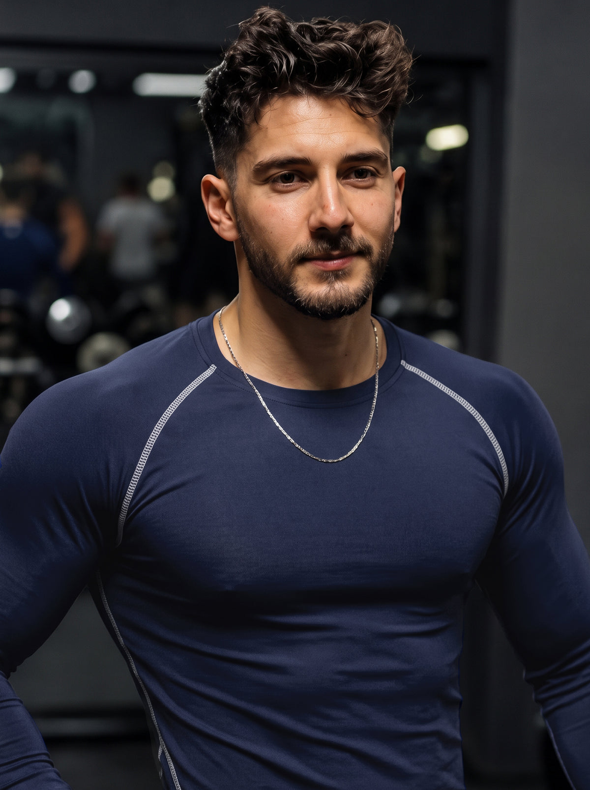 Men’s Performance Long Sleeve Gym T-Shirt – Navy Blue