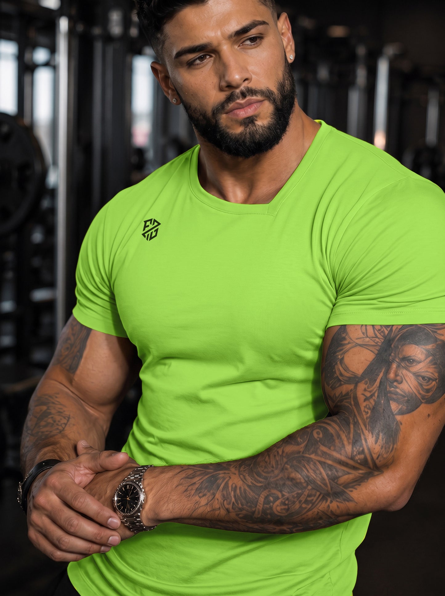 Men's Kiwi Green Muscle-Fit Gym T-Shirt