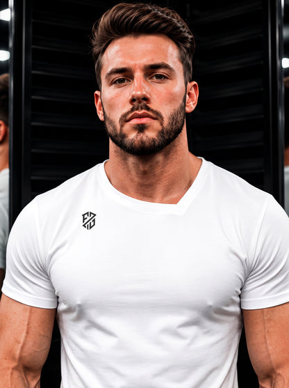 Men's White Muscle-Fit Gym T-Shirt