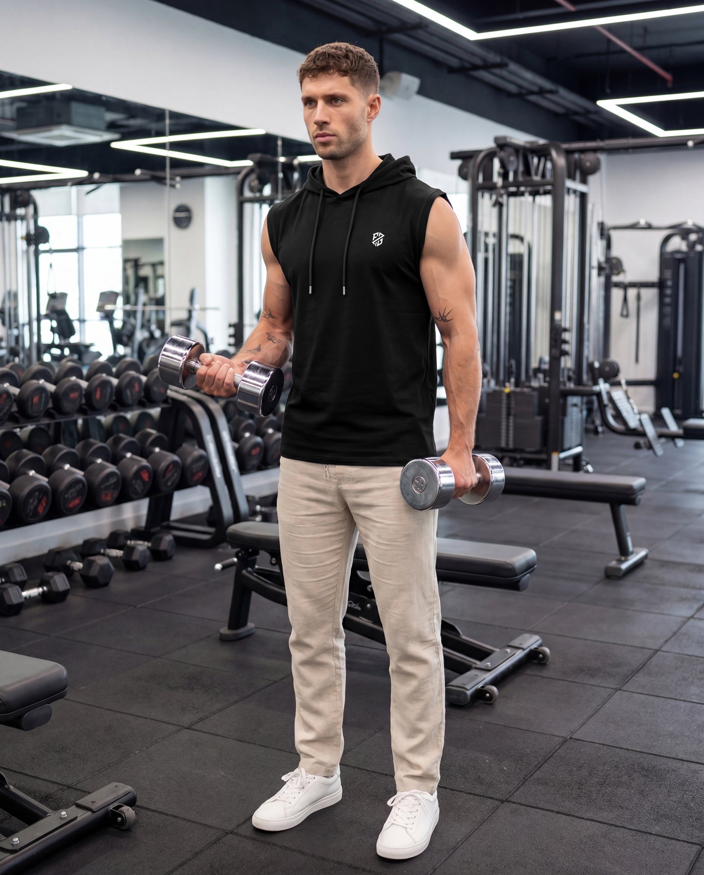Men's Premium Black Sleeveless Hooded T-Shirt | Casual Slim Fit Gym & Streetwear Vest