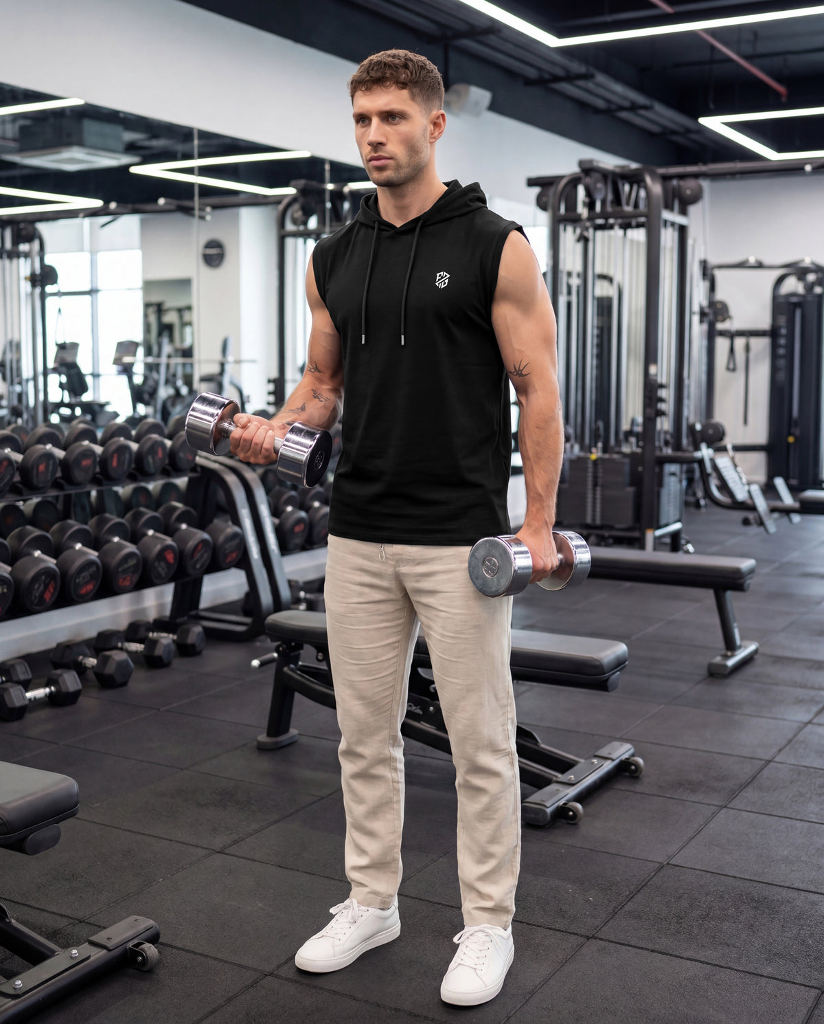 Men's Premium Black Sleeveless Hooded T-Shirt | Casual Slim Fit Gym & Streetwear Vest
