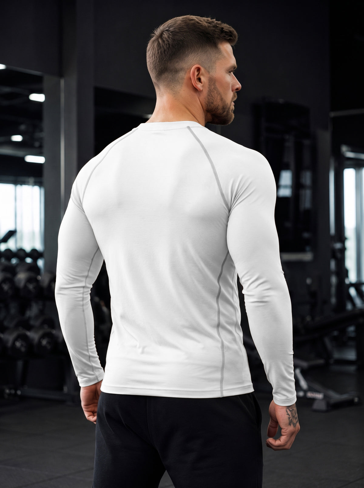 Men’s Performance Long Sleeve Compression T-Shirt – White