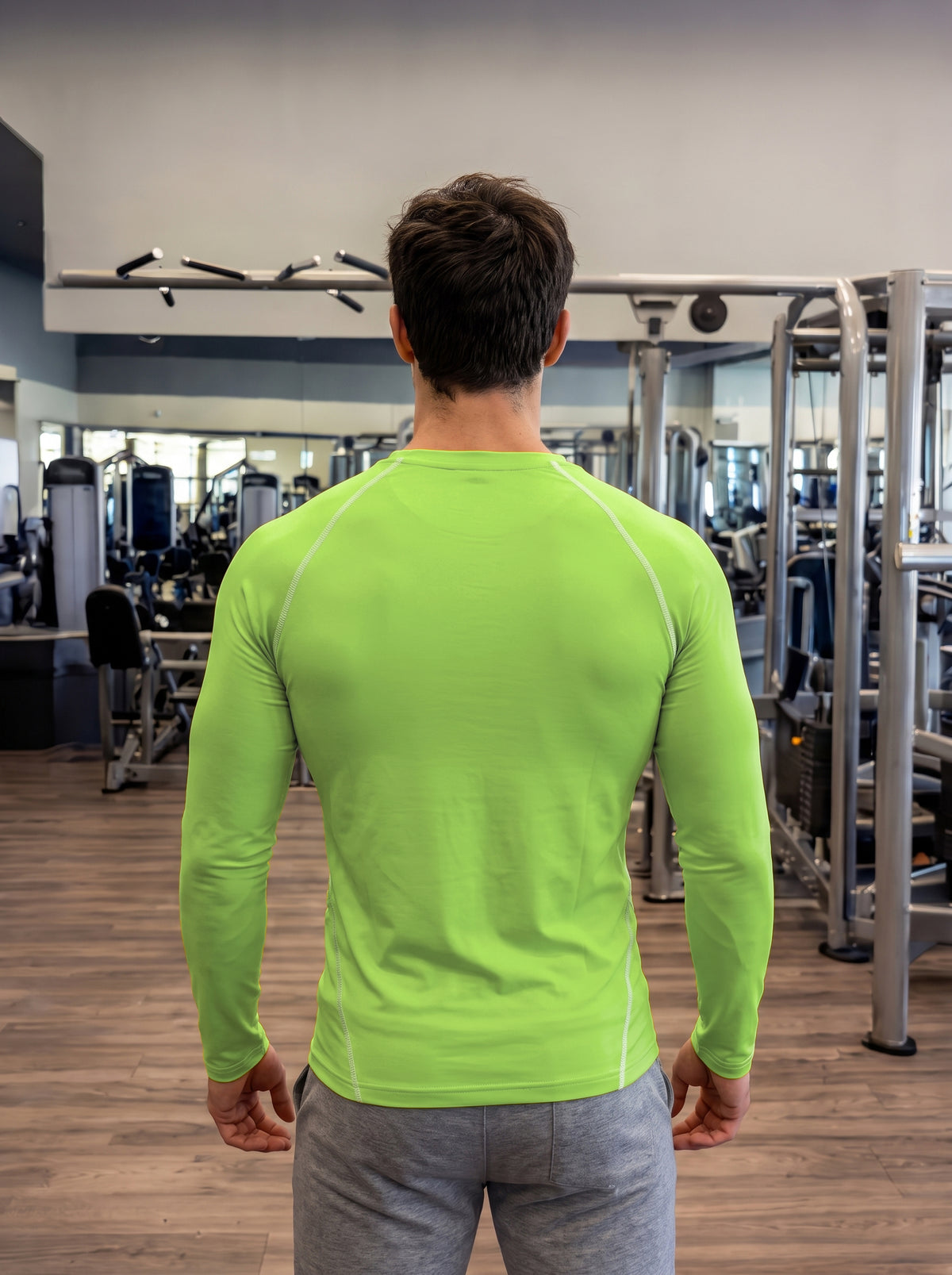 Men’s Performance Long Sleeve Gym T-Shirt – Kiwi Green