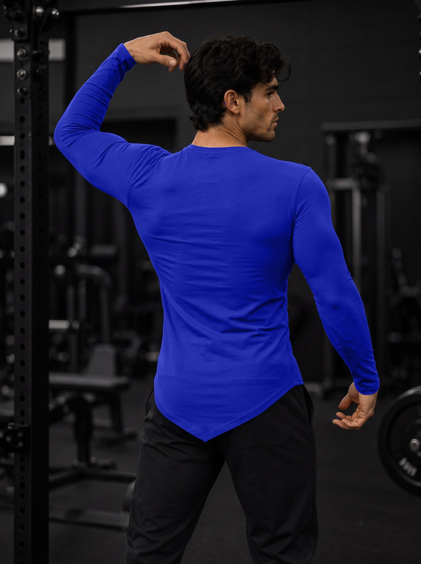 Men's Royal Blue Full Sleeve Muscle-Fit Gym T-Shirt