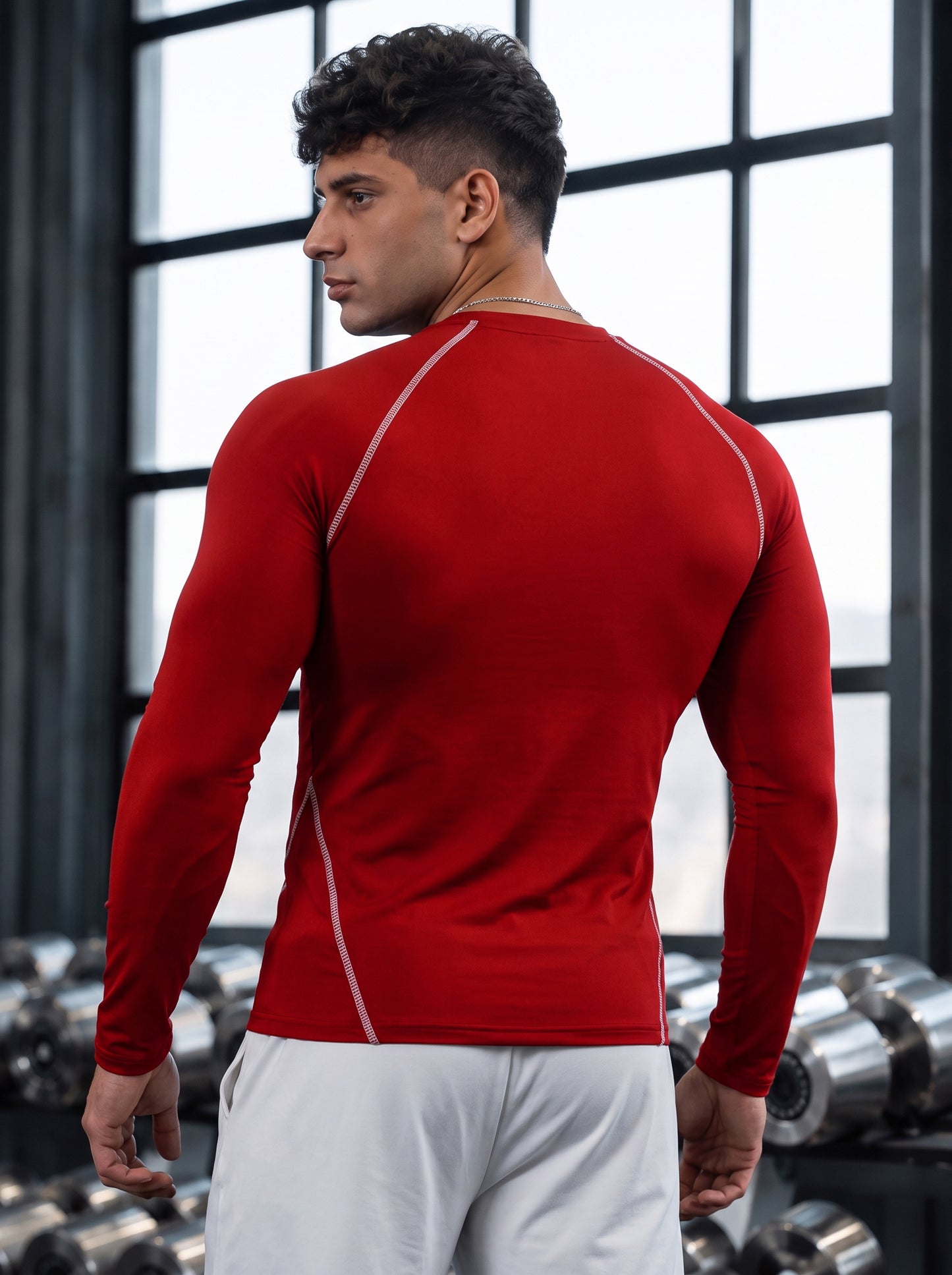 Men’s Performance Long Sleeve Gym T-Shirt – Bold Red