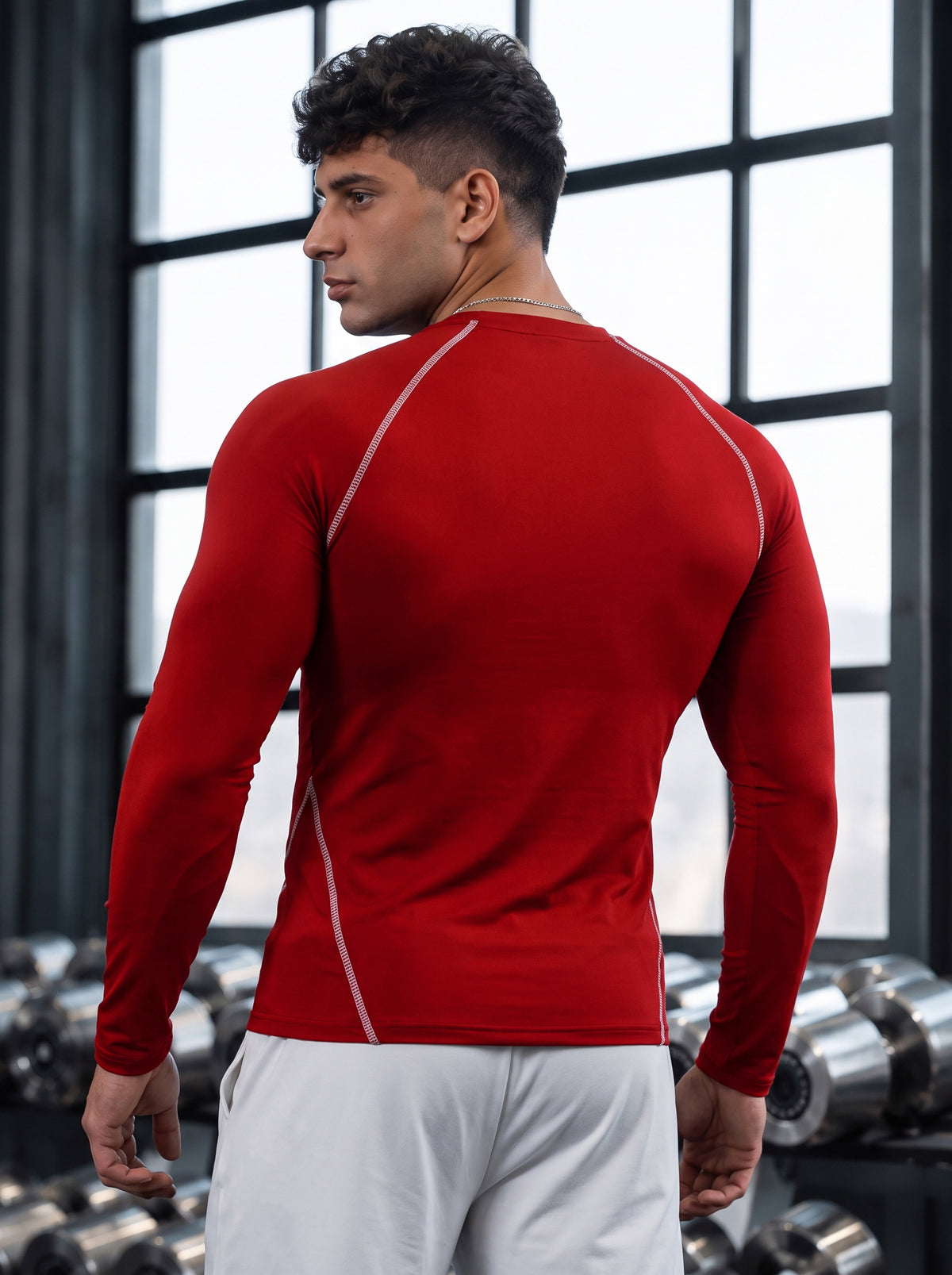 Men’s Performance Long Sleeve Gym T-Shirt – Bold Red