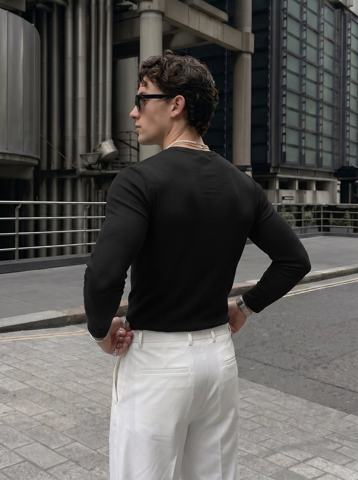 Men's Signature Jet Black Pure Cotton Ribbed Casual Shirt