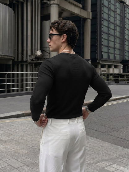 Men's Signature Jet Black Pure Cotton Ribbed Casual Shirt