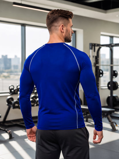 Men’s Performance Long Sleeve Gym T-Shirt – Royal Blue
