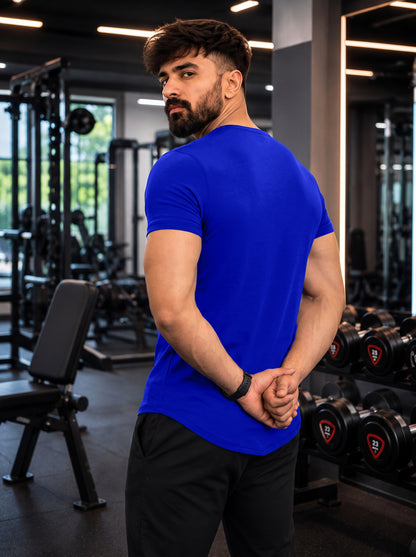 Men's Royal Blue Muscle-Fit Gym T-Shirt