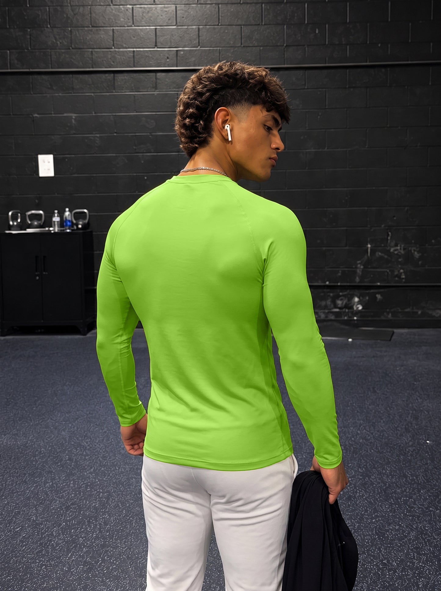 Men’s Performance 1/4 Zip Long Sleeve Gym Pullover – Kiwi Green