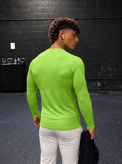Men’s Performance 1/4 Zip Long Sleeve Gym Pullover – Kiwi Green