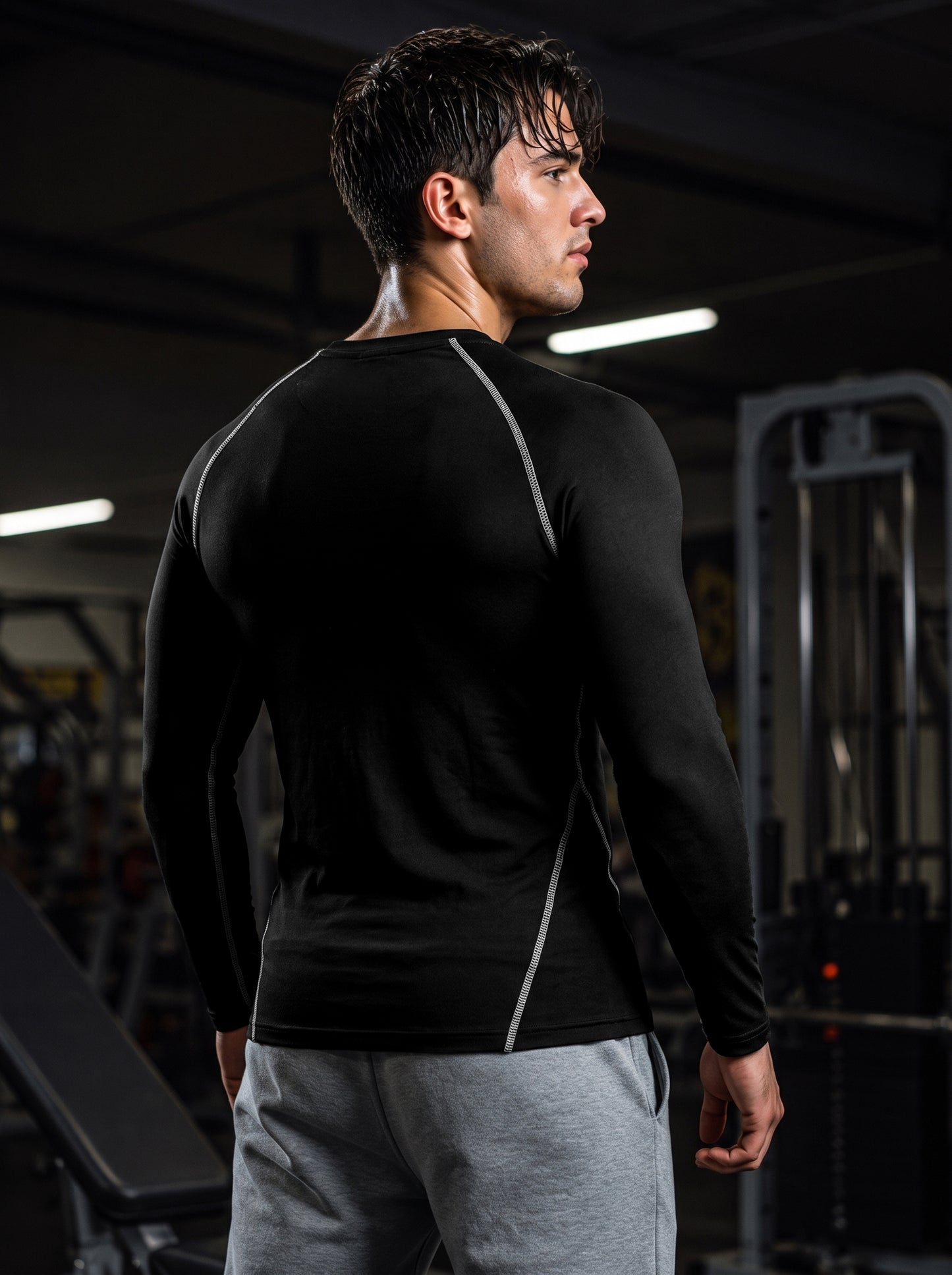 Men’s Performance Long Sleeve Gym T-Shirt – Stealth Black