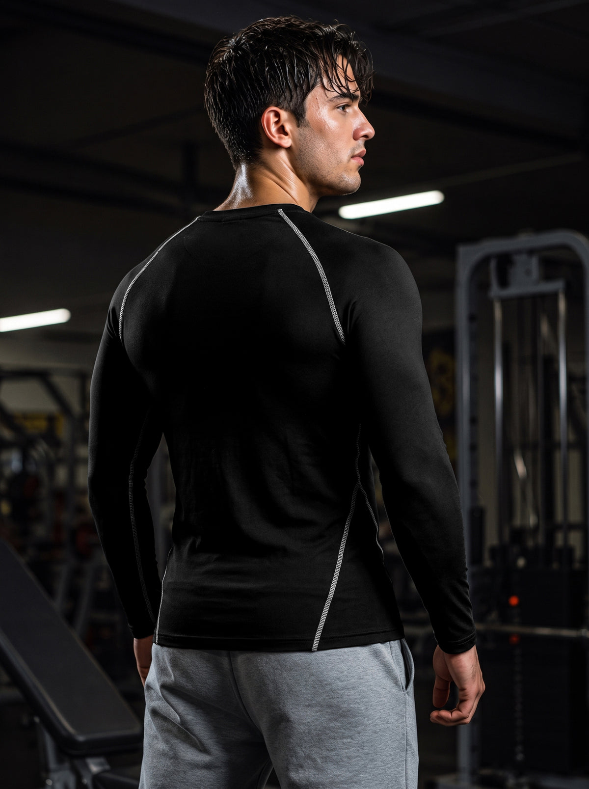 Men’s Performance Long Sleeve Gym T-Shirt – Stealth Black