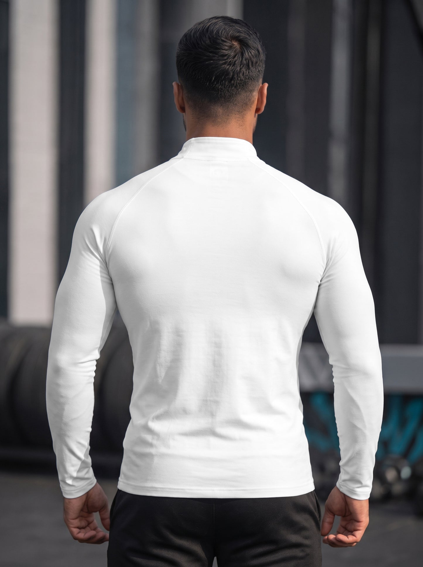 Men’s Performance 1/4 Zip Long Sleeve Gym Pullover – White