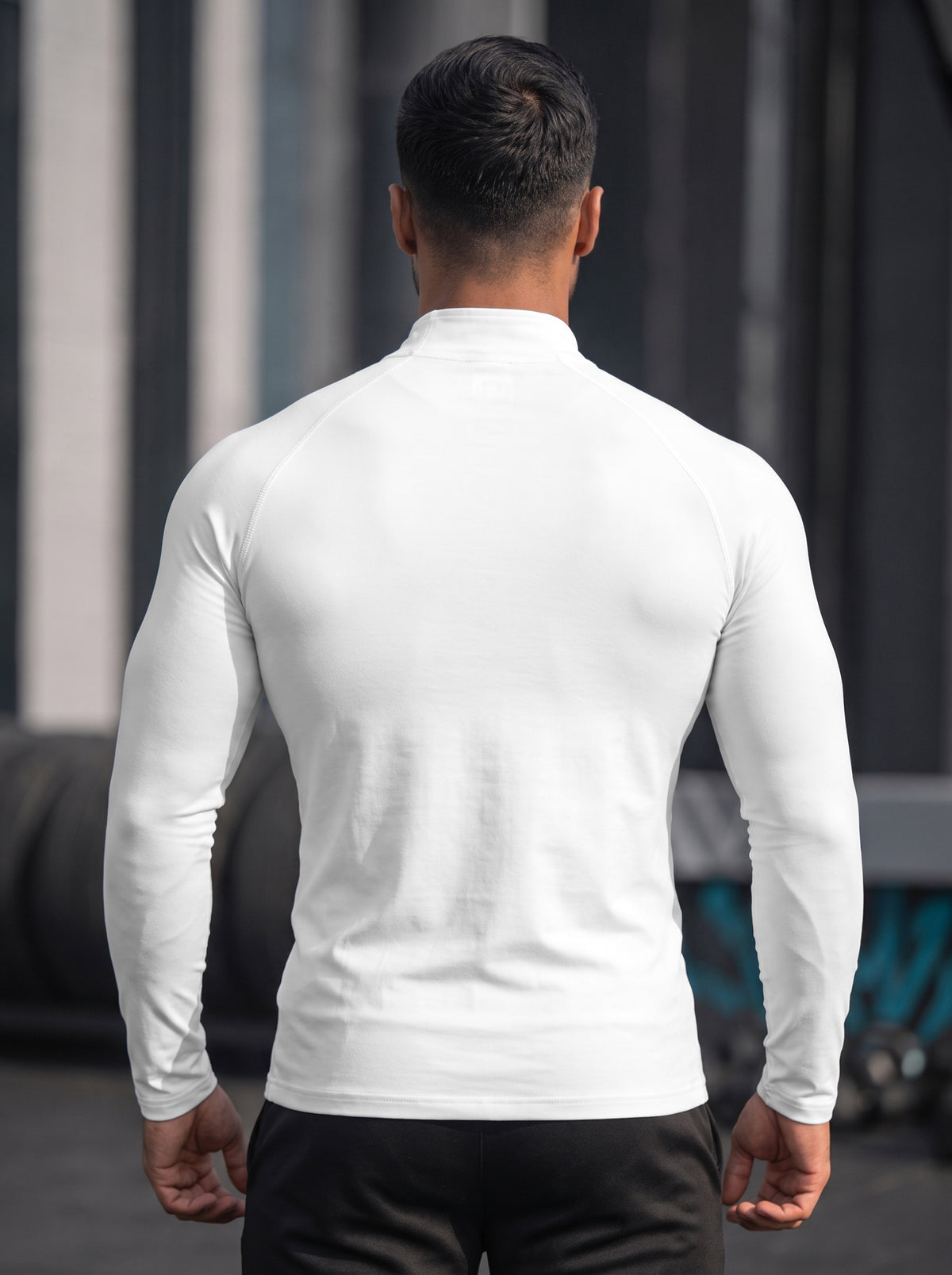 Men’s Performance 1/4 Zip Long Sleeve Gym Pullover – White