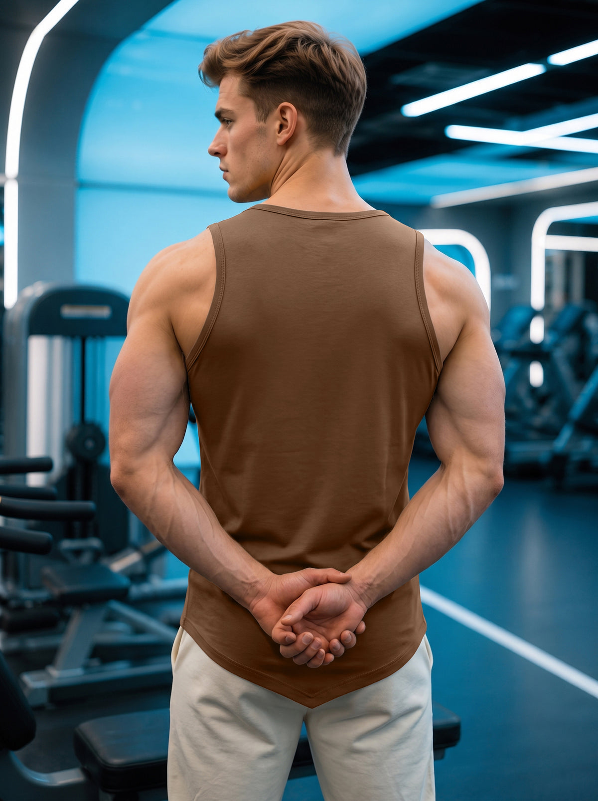 Men’s Performance Gym Tank Top – Mocha Brown