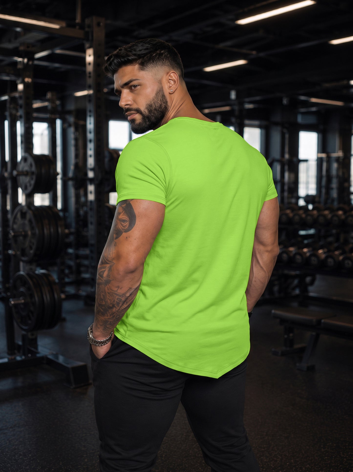 Men's Kiwi Green Muscle-Fit Gym T-Shirt
