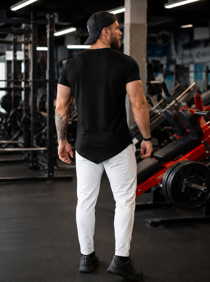 Men's Black V-Cut Hem Workout T-Shirt