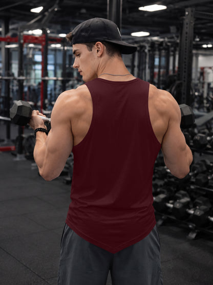 Men’s Performance Gym Tank Top – Deep Maroon