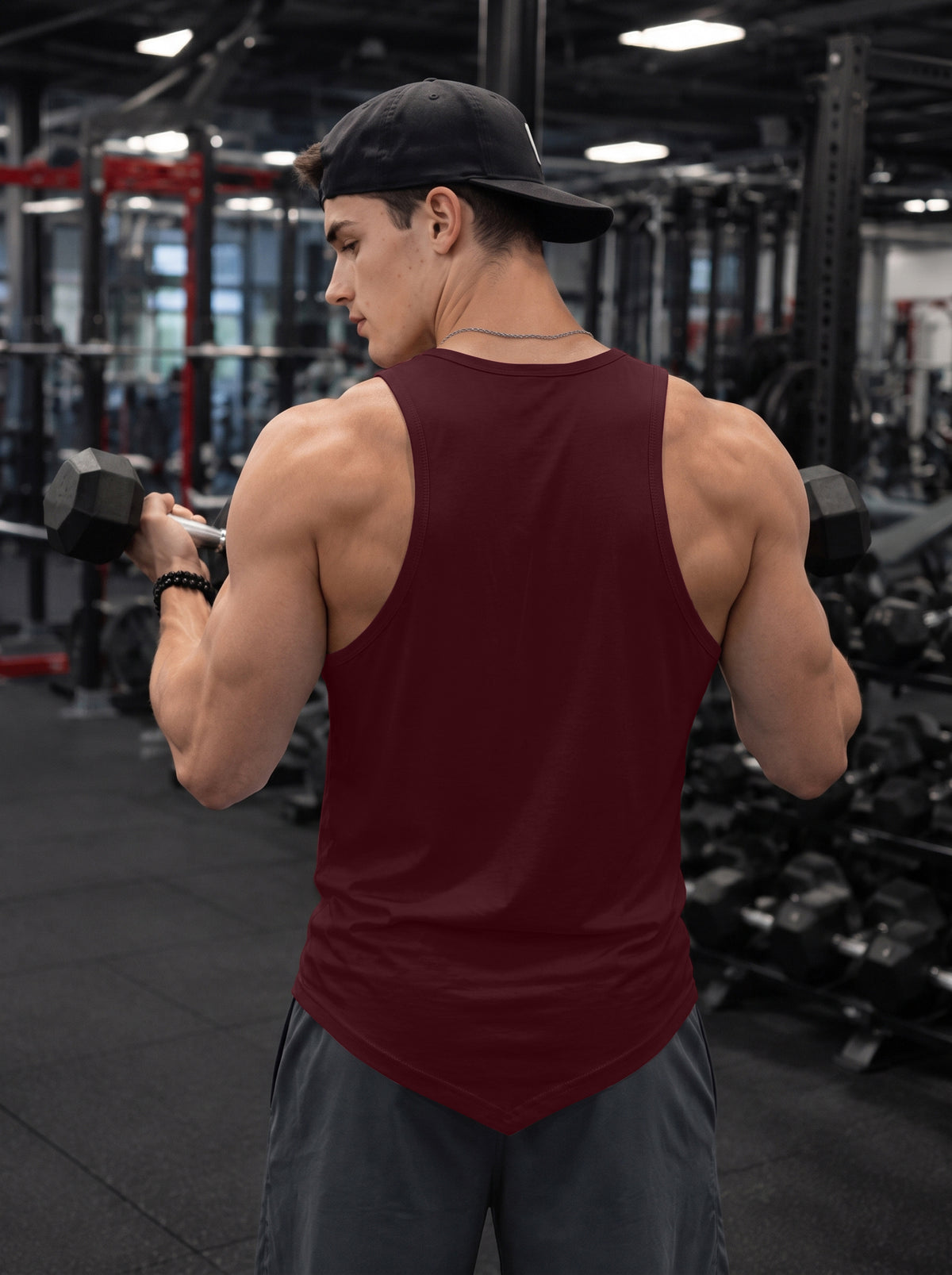 Men’s Performance Gym Tank Top – Deep Maroon