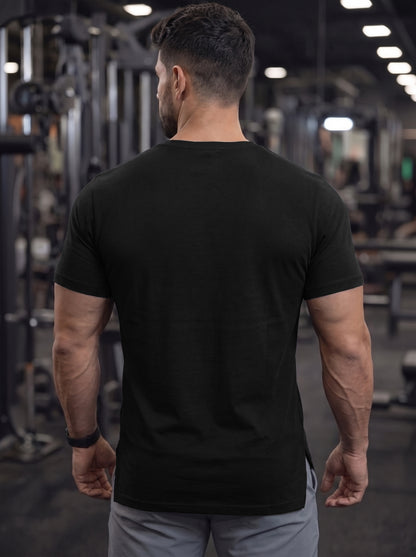 Men's Black Square-Neck Muscle-Fit Gym T-Shirt