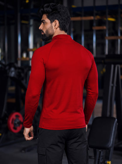 Men’s Performance 1/4 Zip Long Sleeve Gym Pullover – Bold Red