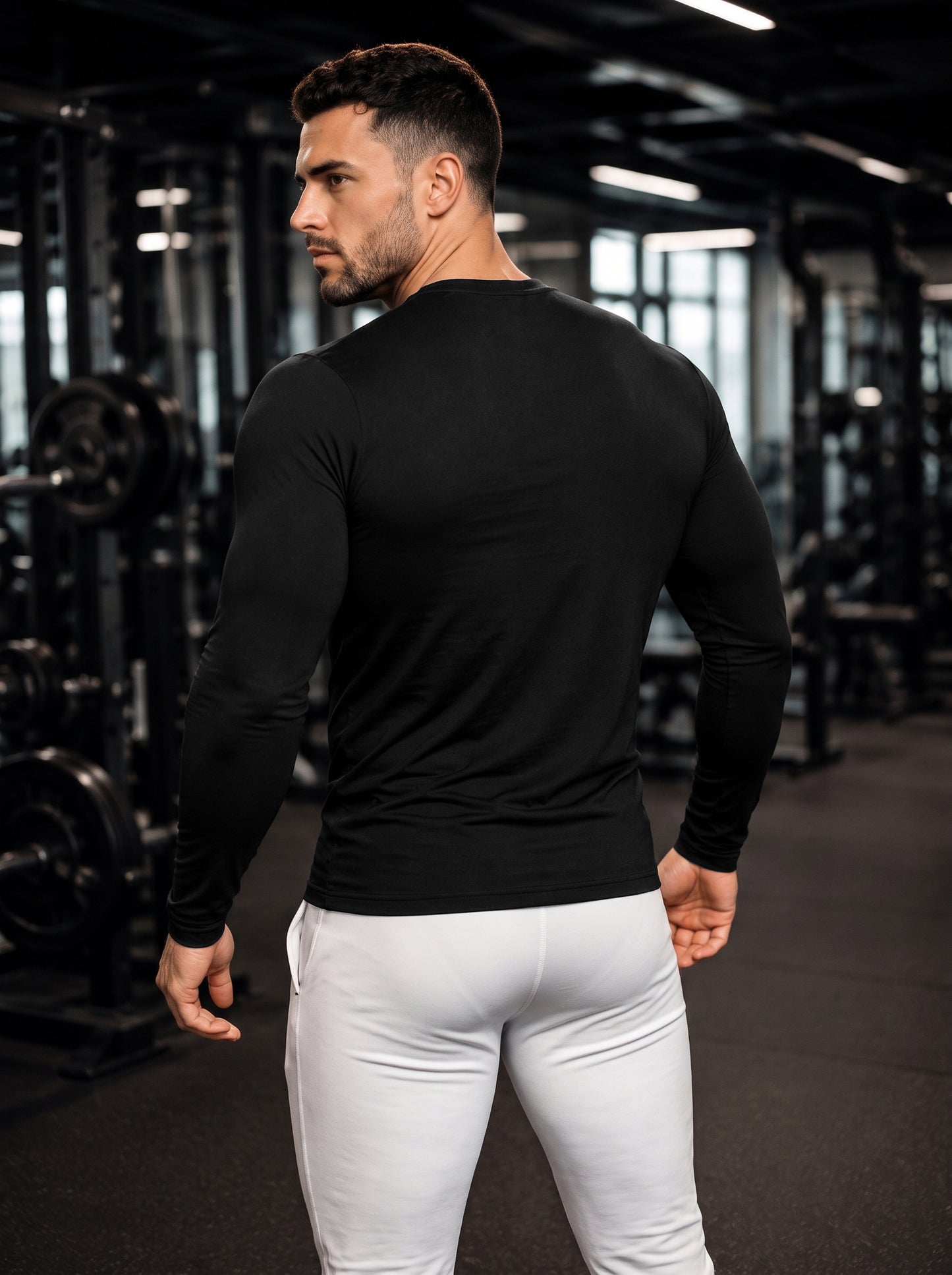 Men’s Performance 1/4 Zip Long Sleeve Gym Pullover – Stealth Black