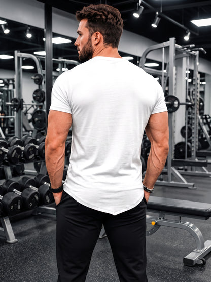 Men's White Muscle-Fit Gym T-Shirt