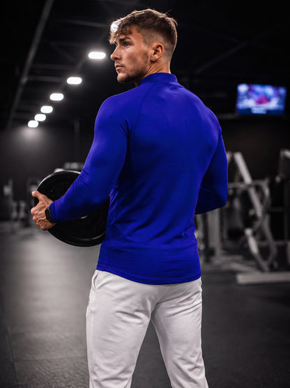 Men’s Performance 1/4 Zip Long Sleeve Gym Pullover – Royal Blue