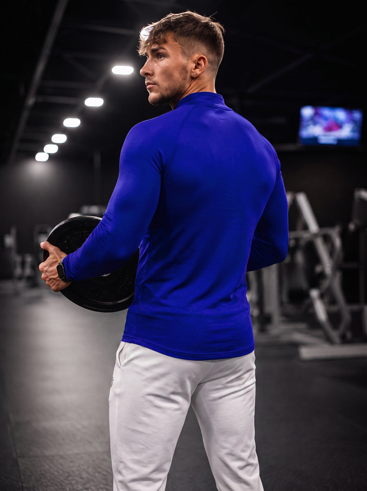 Men’s Performance 1/4 Zip Long Sleeve Gym Pullover – Royal Blue