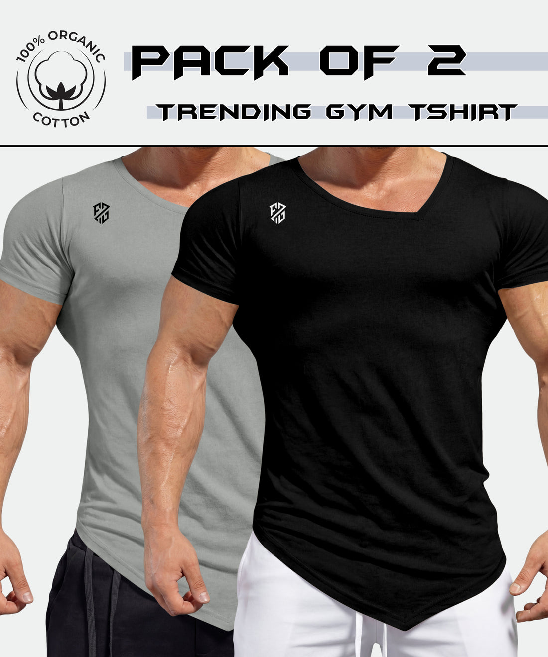 Soft fabric gym tshirts pack of 2 for men workouts