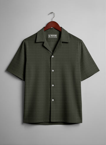 Premium Dark Green Short Sleeve Shirt: Resort Fit